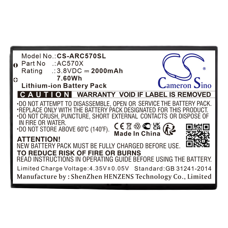 Archos OXYGEN 57 / AC570X 2000mAh 7.60Wh Li-Ion 3.8V (Cameron Sino)