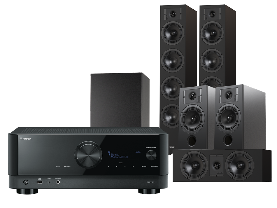 Yamaha RX-V6A (czarny) + Diva 6 + 3 + 7 (czarny) + Basso 880 (czarny)