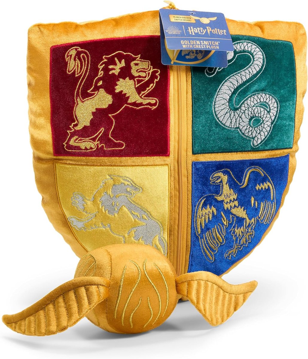 poduszka harry potter z pluszową figurką herb quidditcha i złoty znicz