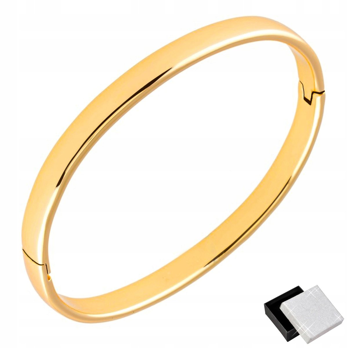 ZŁOTA BRANSOLETKA DAMSKA SZTYWNA ZE STALI CHIRURGICZNEJ 18K PREZENT+DARMOWY DODATEK