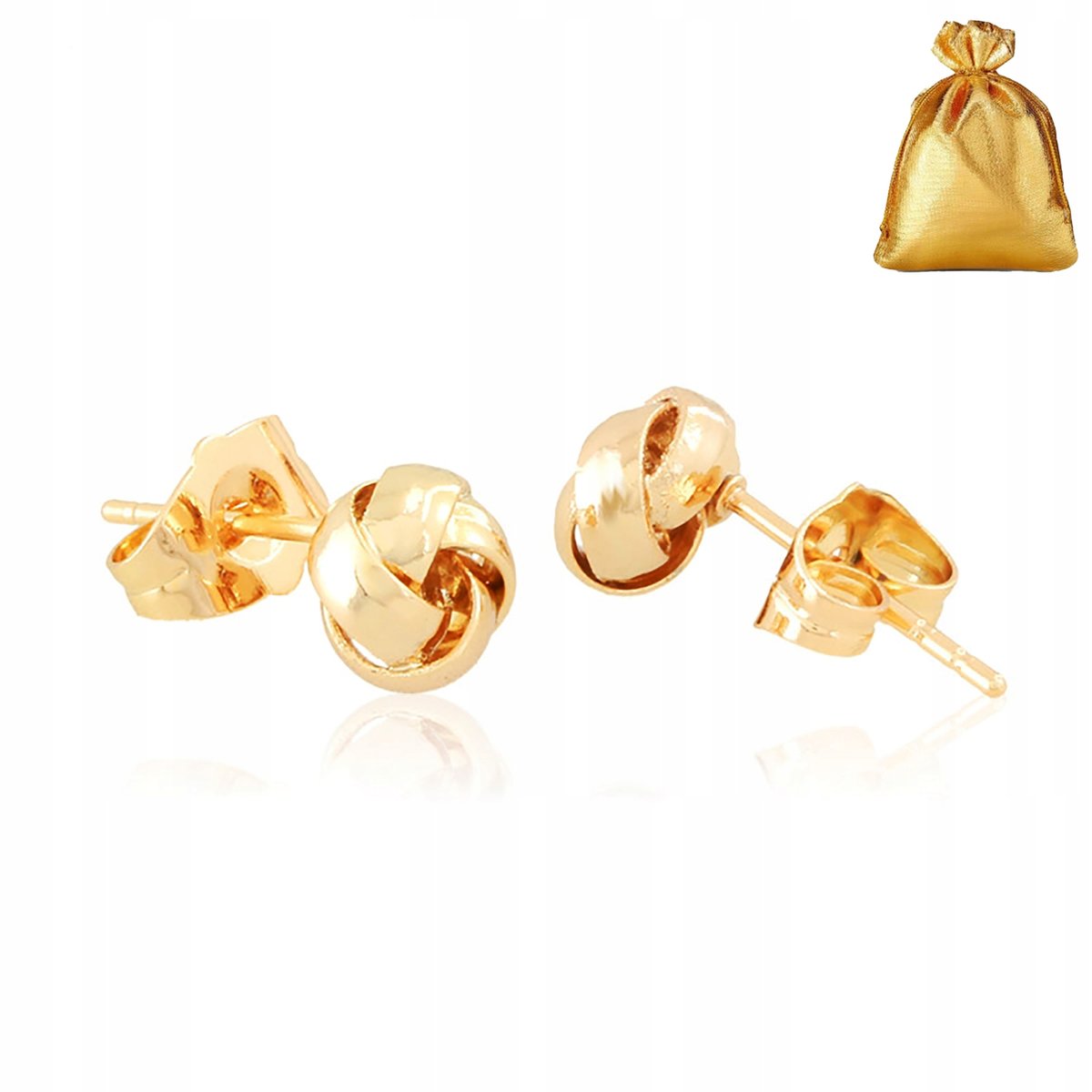 Złote Kolczyki Wkrętki Sztyft Delikatne Stal 7Mm Stal Chirurgiczna + Gratis