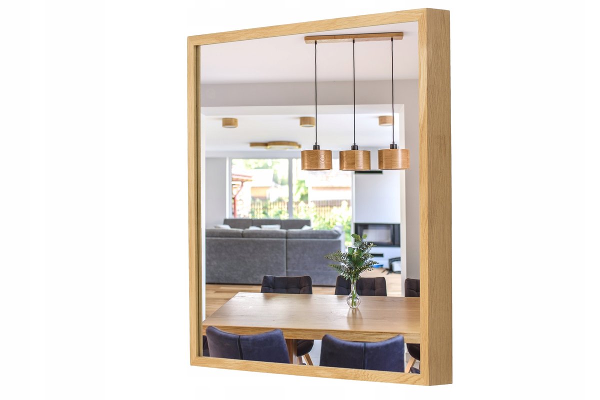 Lustro łazienkowe LEJA kwadratowe w drewnianej ramie DĄB 60x60 STYLOWE