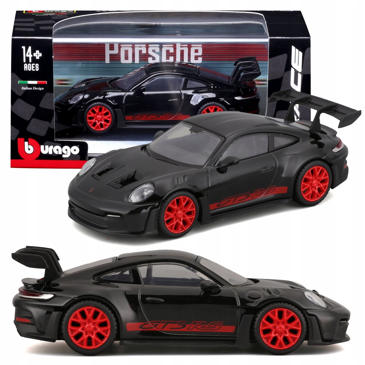 Porsche 911 GT3 RS 1:43 Bburago 18-38311 MODEL SAMOCHODU WYŚCIGOWEGO
