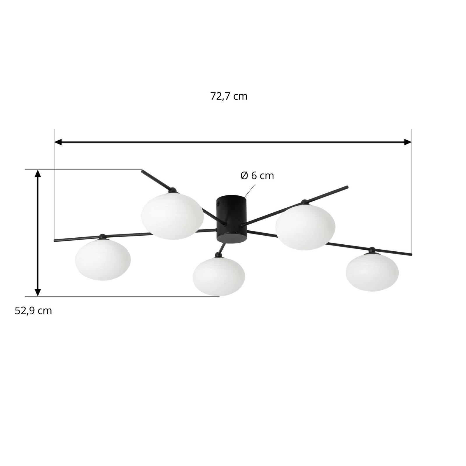 Lampa sufitowa Lindby Valisa, czarna, 5-punktowa