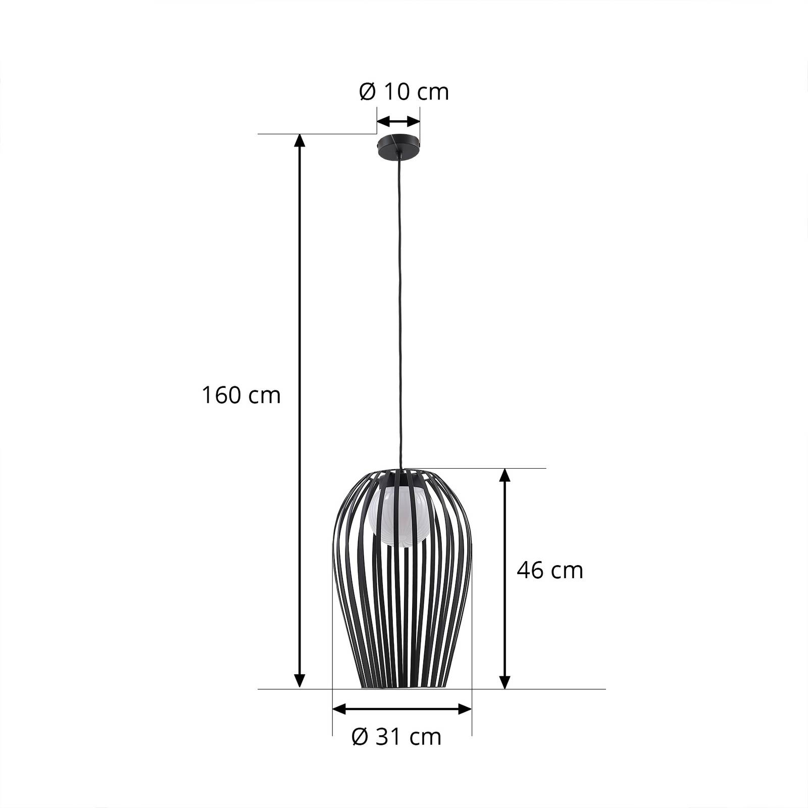 Zewnętrzna lampa wisząca Lucande Marrin, czarna, metal, Ø 31 cm