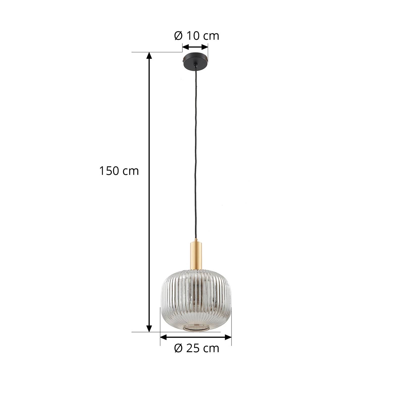 Lampa wisząca Lindby Doroteo, 1-punktowa, szary, szkło