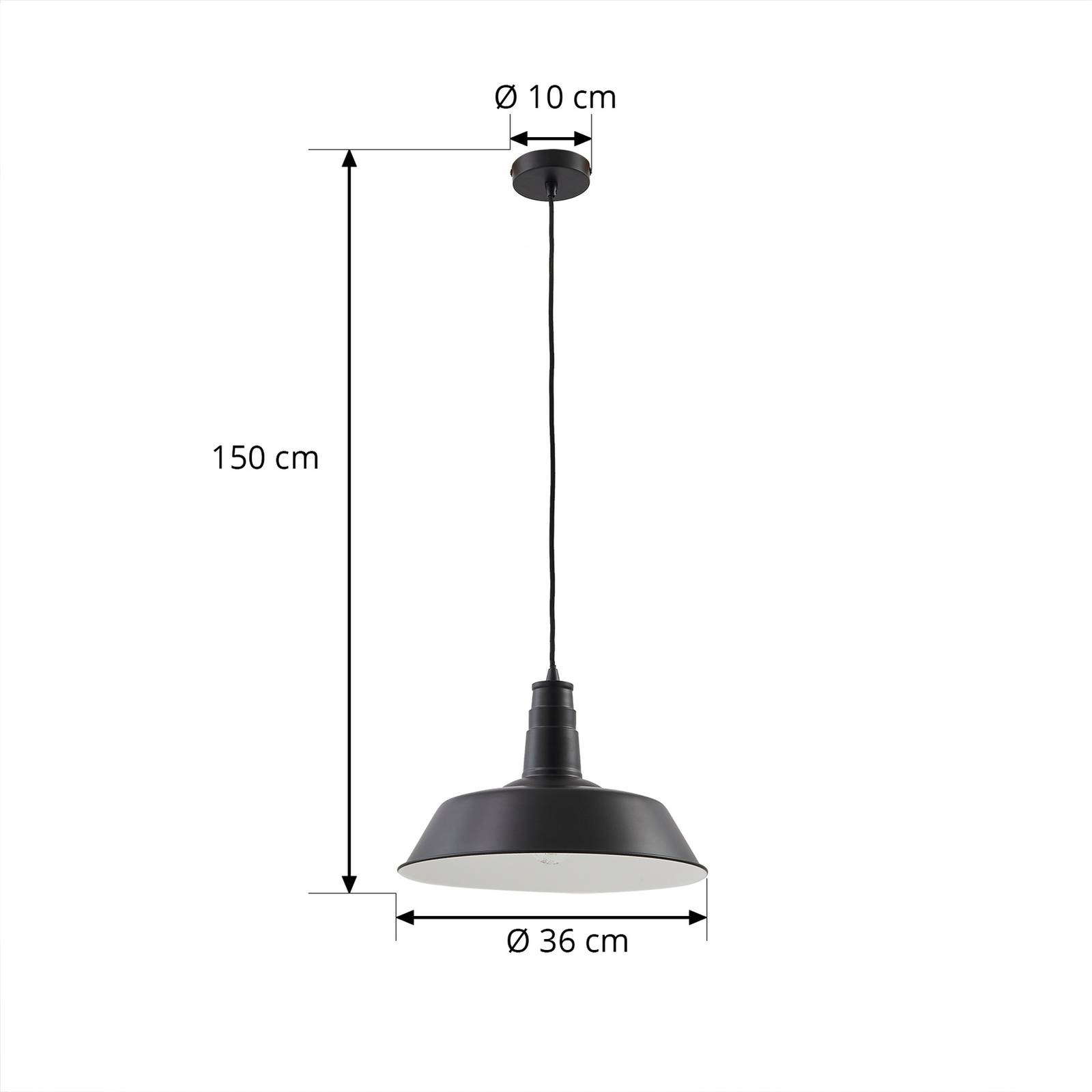 Lampa wisząca Lindby Laylan, czarny/biały, Ø 36 cm, metal