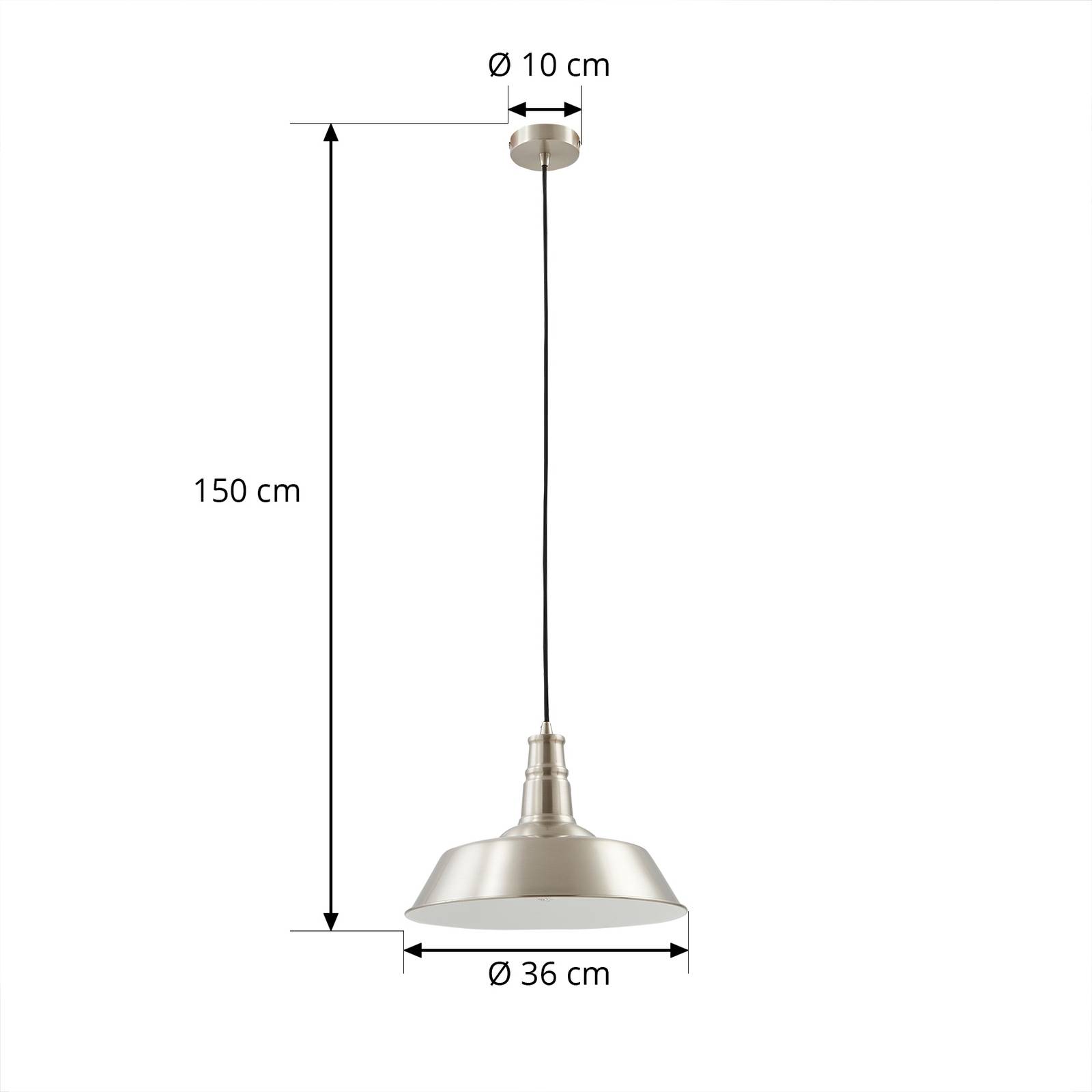 Lampa wisząca Lindby Laylan, nikiel/biały, Ø 36 cm, metal