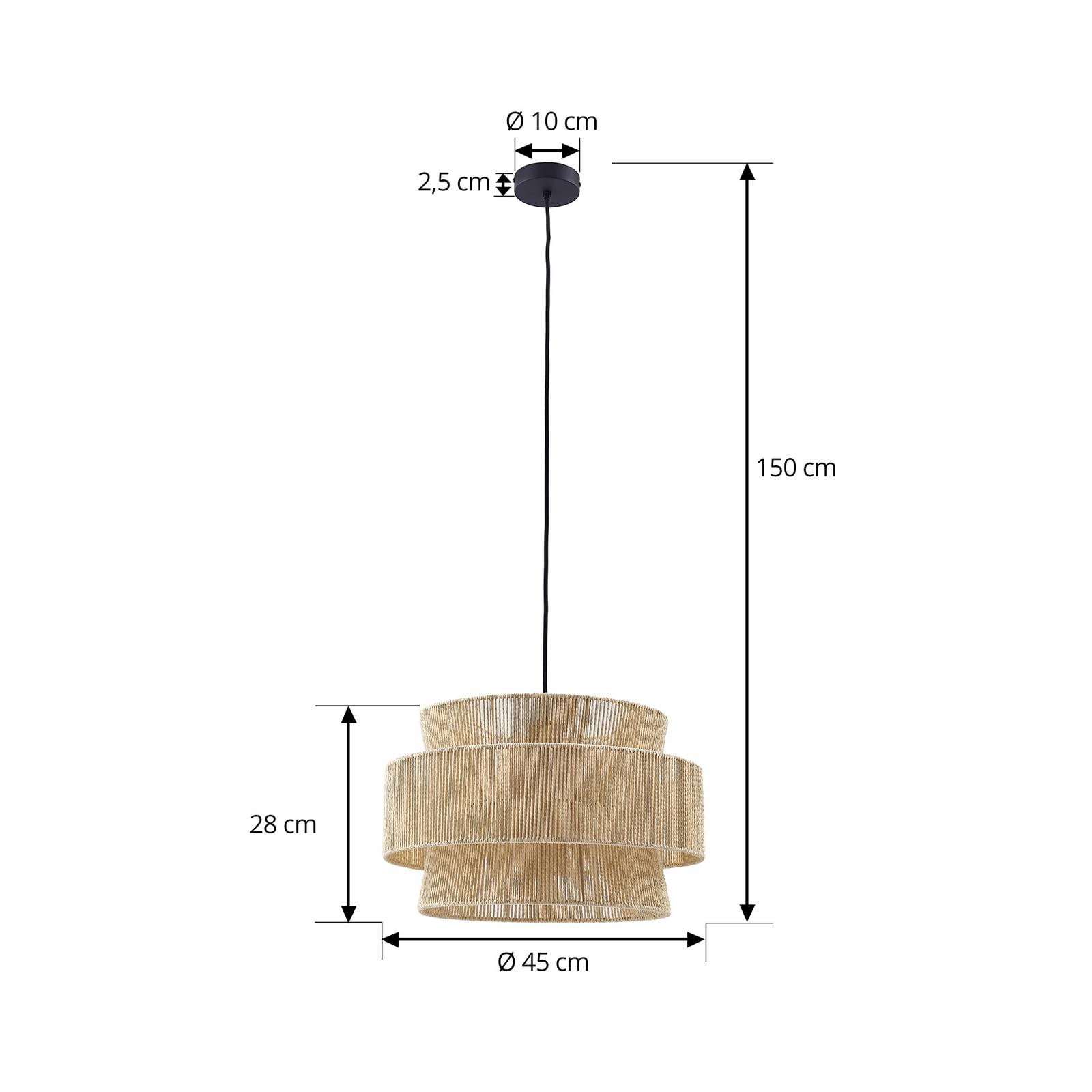 Lampa wisząca Lindby Anuva, naturalny, papier, Ø 45 cm