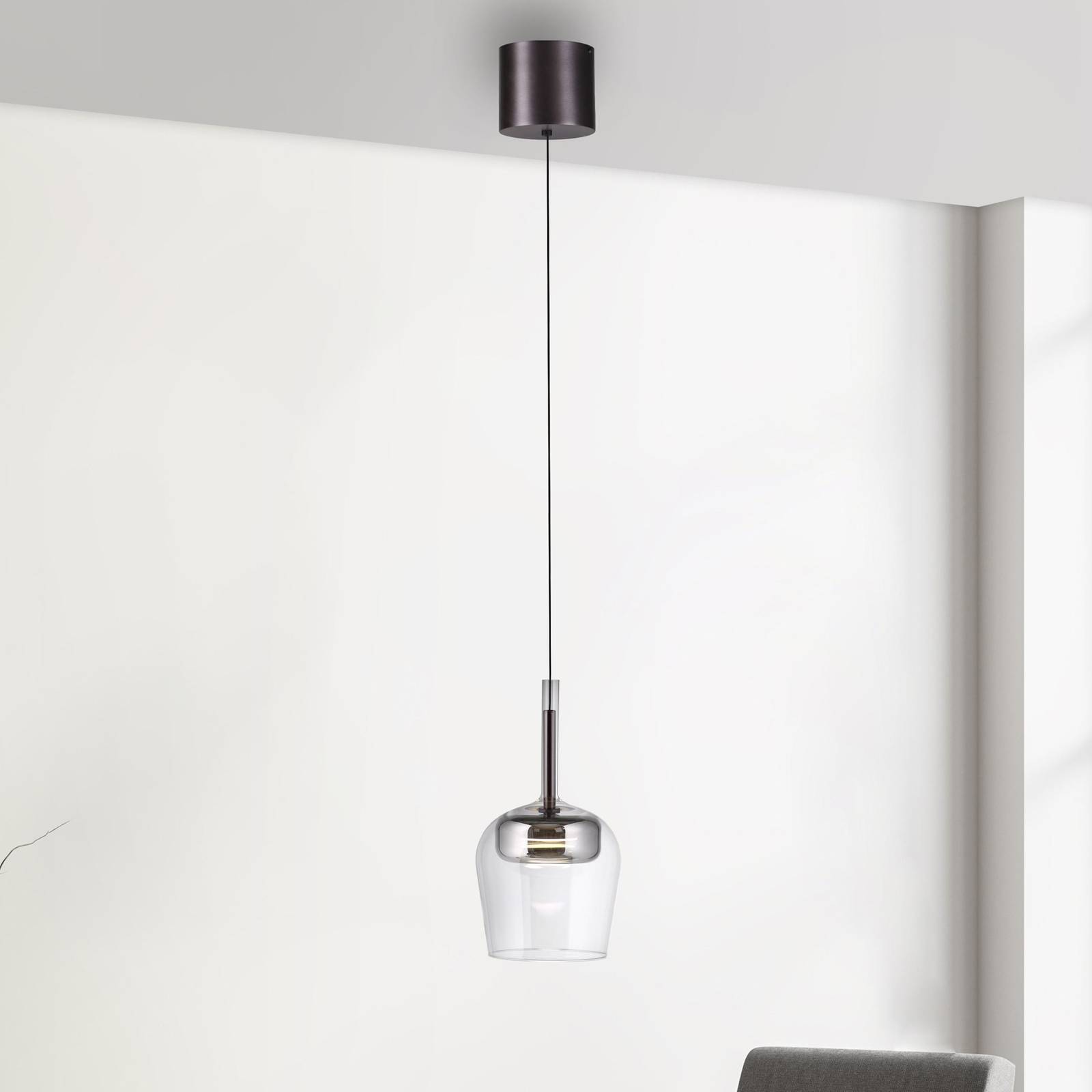 Q-Smart-Home Paul Neuhaus Smart LED lampa wisząca Q-Kon kolor srebrny Ø 21 cm