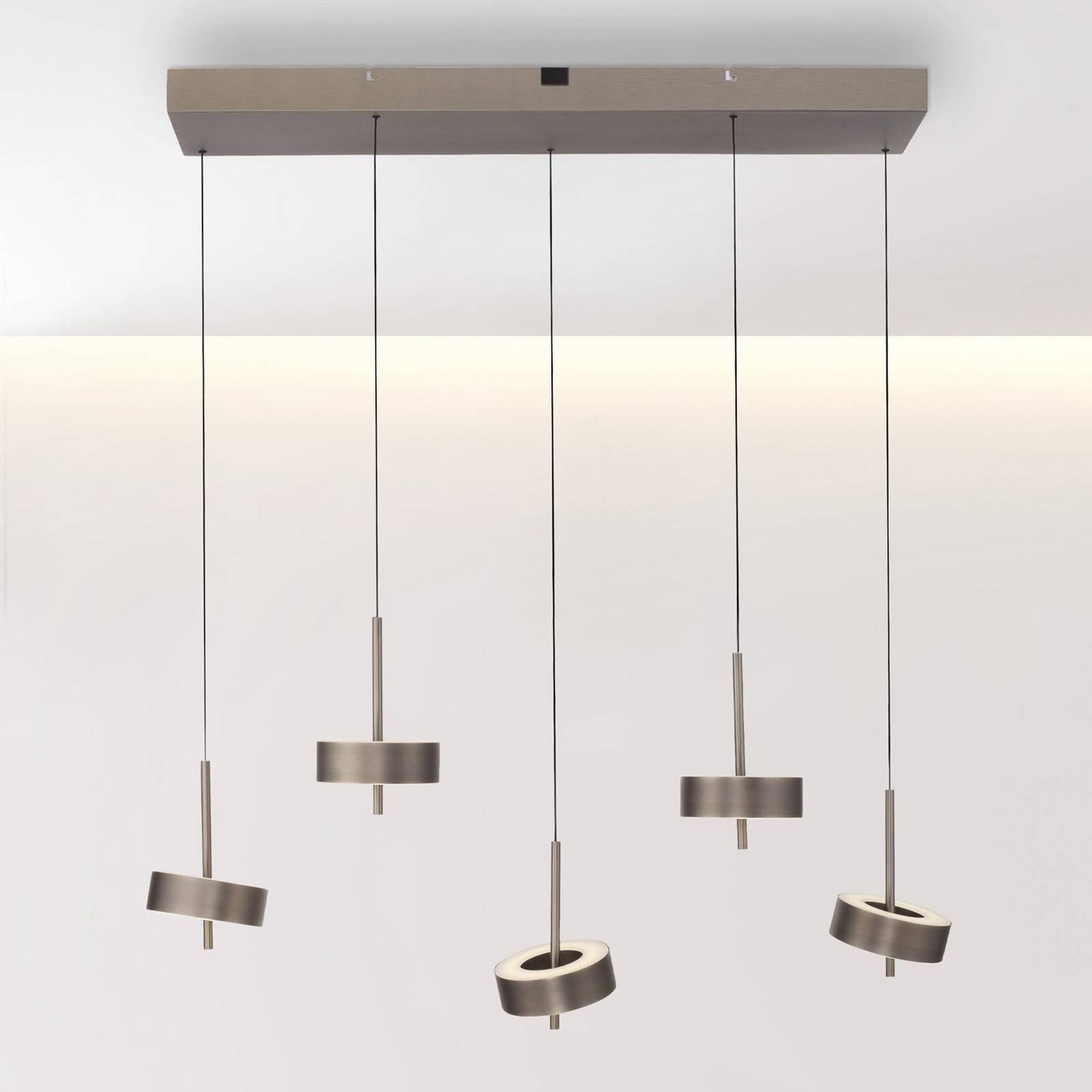 Q-Smart-Home Paul Neuhaus Smart LED lampa wisząca Q-Rotate ciemny brąz 5-punktowa