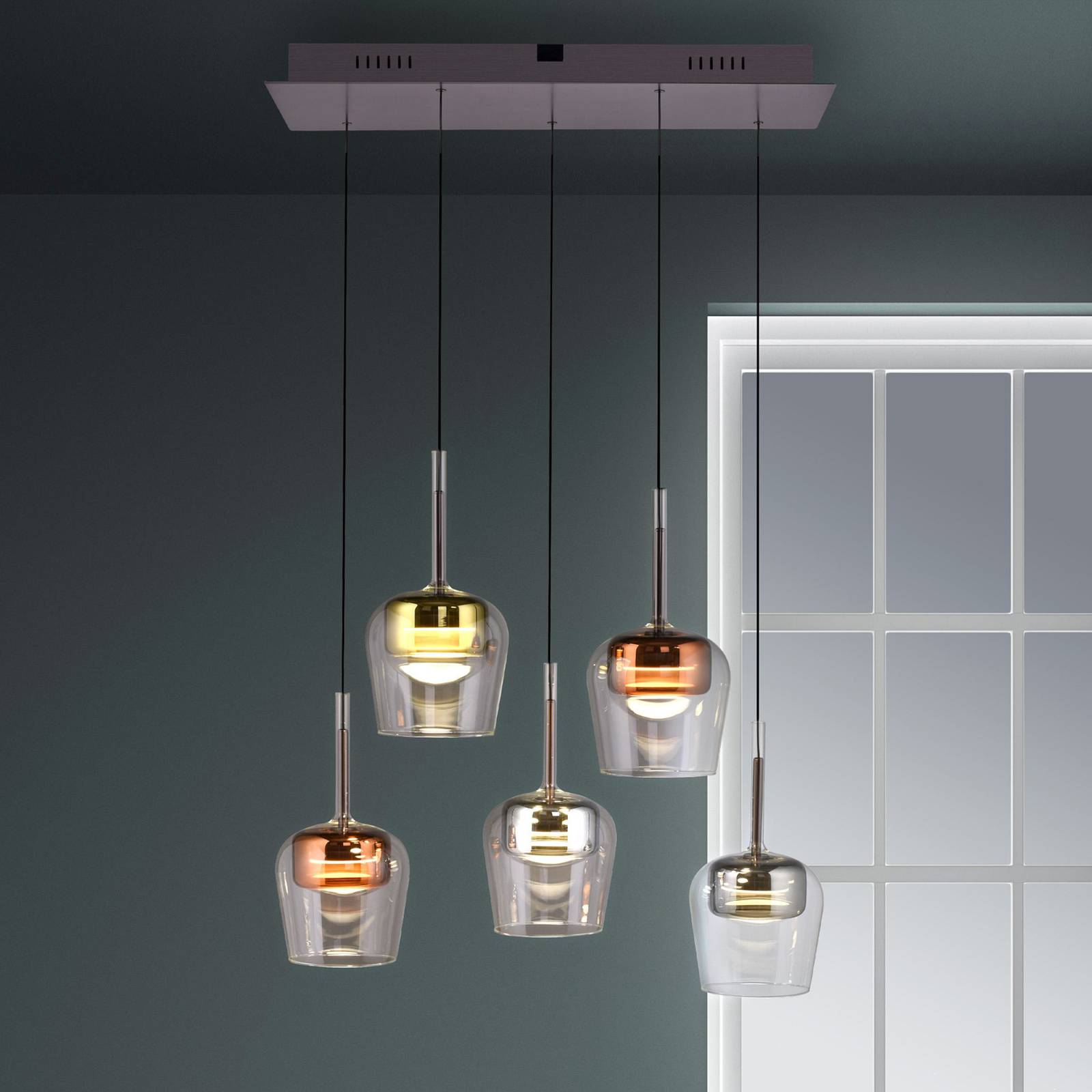 Q-Smart-Home Paul Neuhaus Smart LED lampa wisząca Q-Kon multicolor 5-punktowa