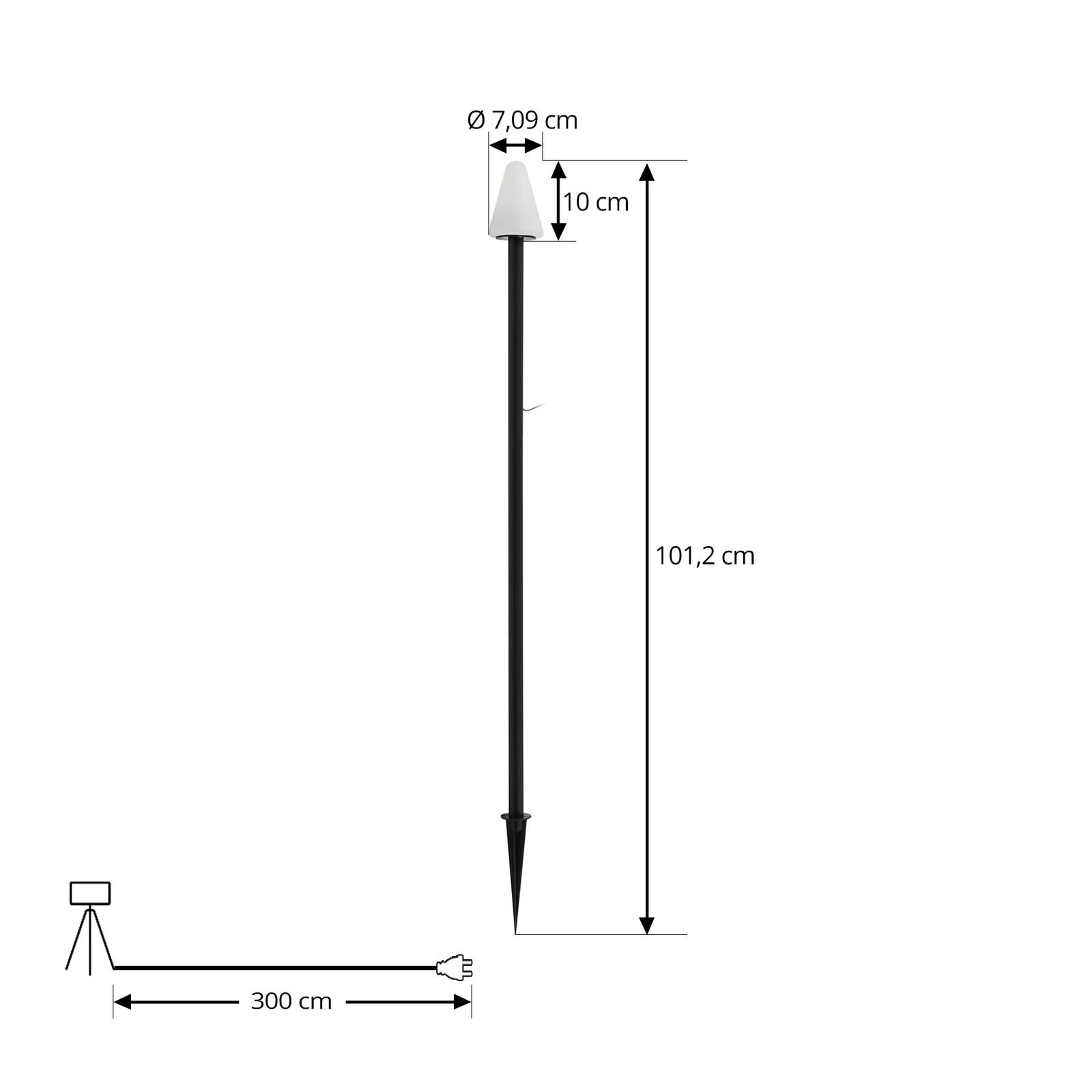 Lindby Lampa z grotem ziemnym LED Selinda, czarna, wysokość 100 cm