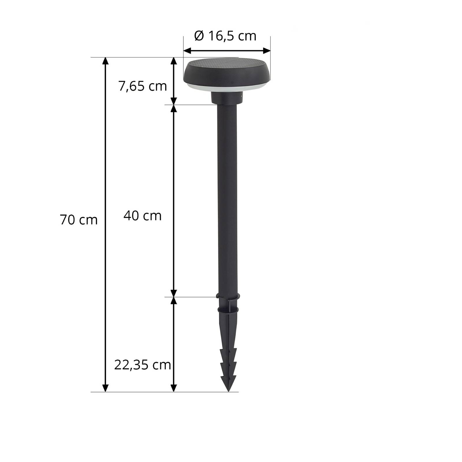 Lampa LED z grotem ziemnym Lindby Brinca, czarna, PC, czujnik