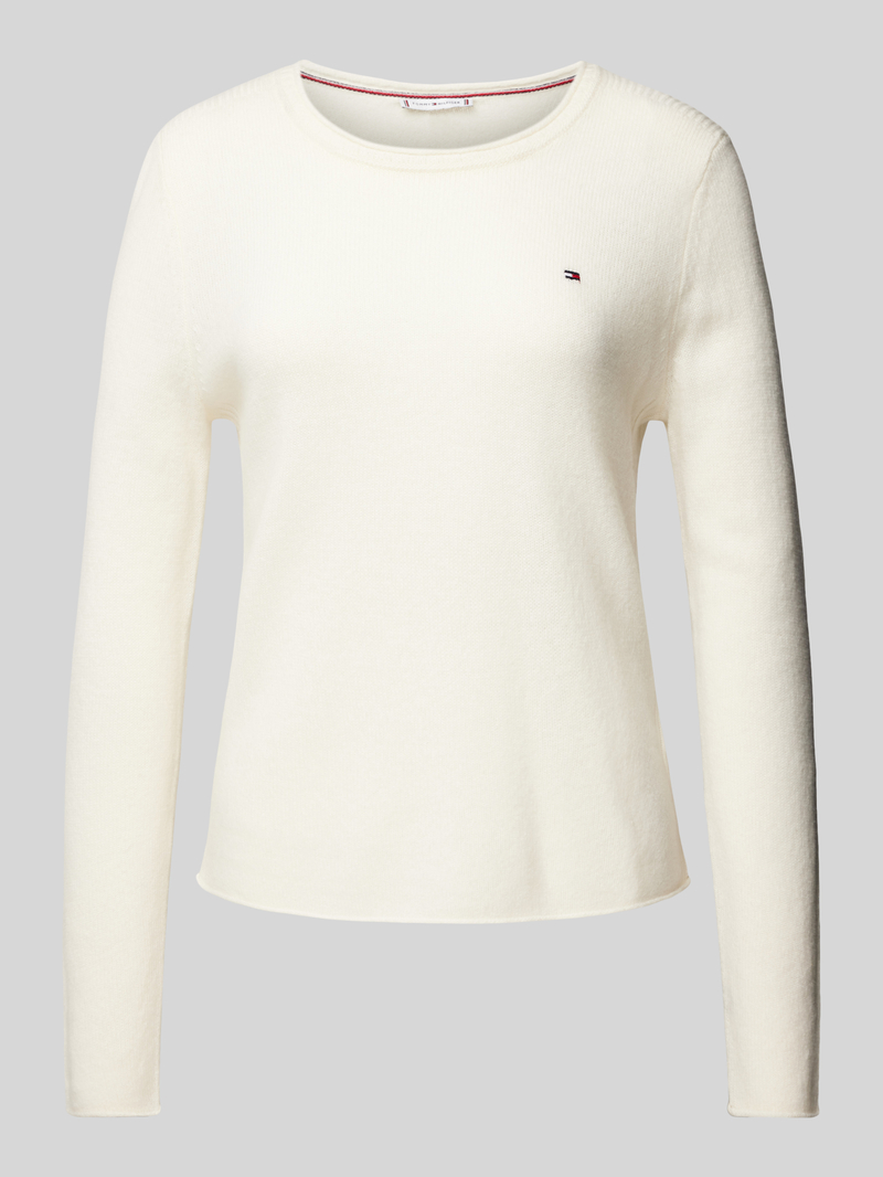 Sweter z dzianiny z wyhaftowanym logo