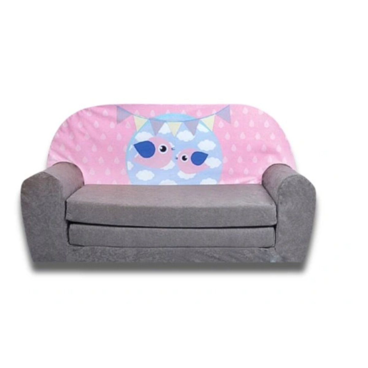 SOFA SOFKA KANAPA PIANKOWA MATERAC PUFA BEZPIECZNA PODUSZKA Mini Bird Grey PREZENT