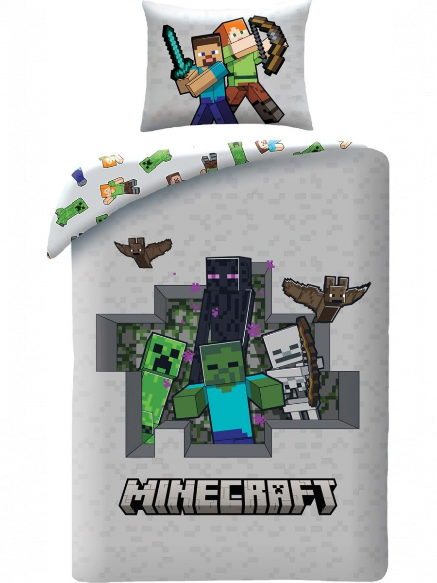 Pościel dziecięca Minecraft 140 x 200 cm Halantex Mikrofibra Stev Creeper