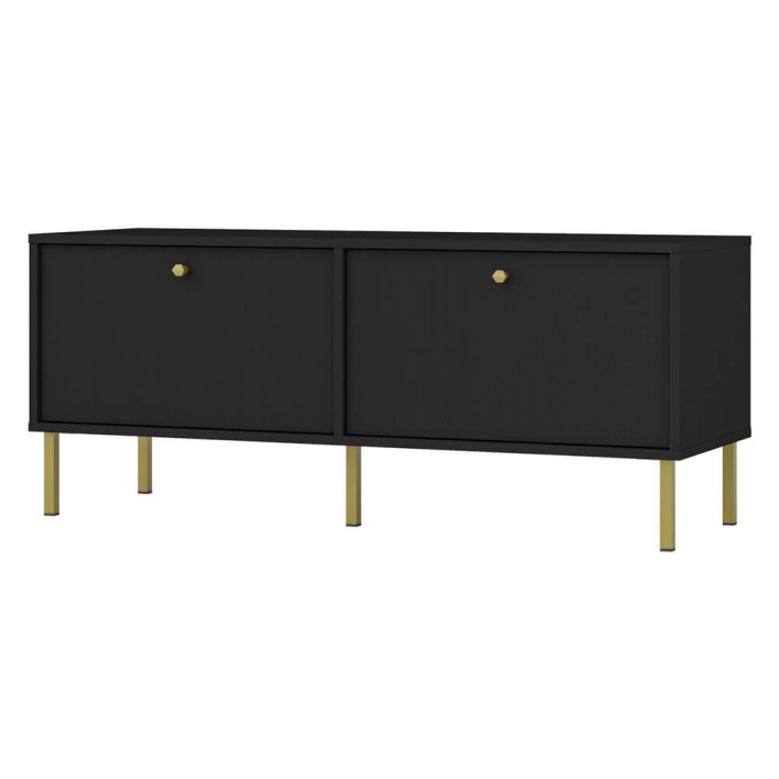 Szafka RTV TOKYO 2 2K Typ 302 Czarny grafit Złote nogi proste