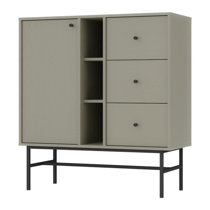 Komoda TOKYO 3 1F3S Typ 824 Eukaliptus Czarny stelaż
