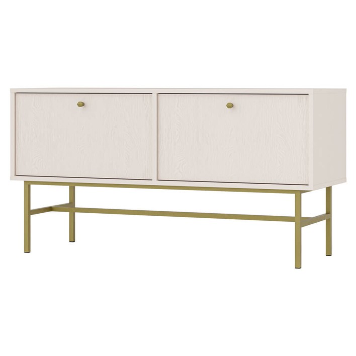 Szafka RTV TOKYO 3 2K Typ 302 Beż piaskowy Złoty stelaż