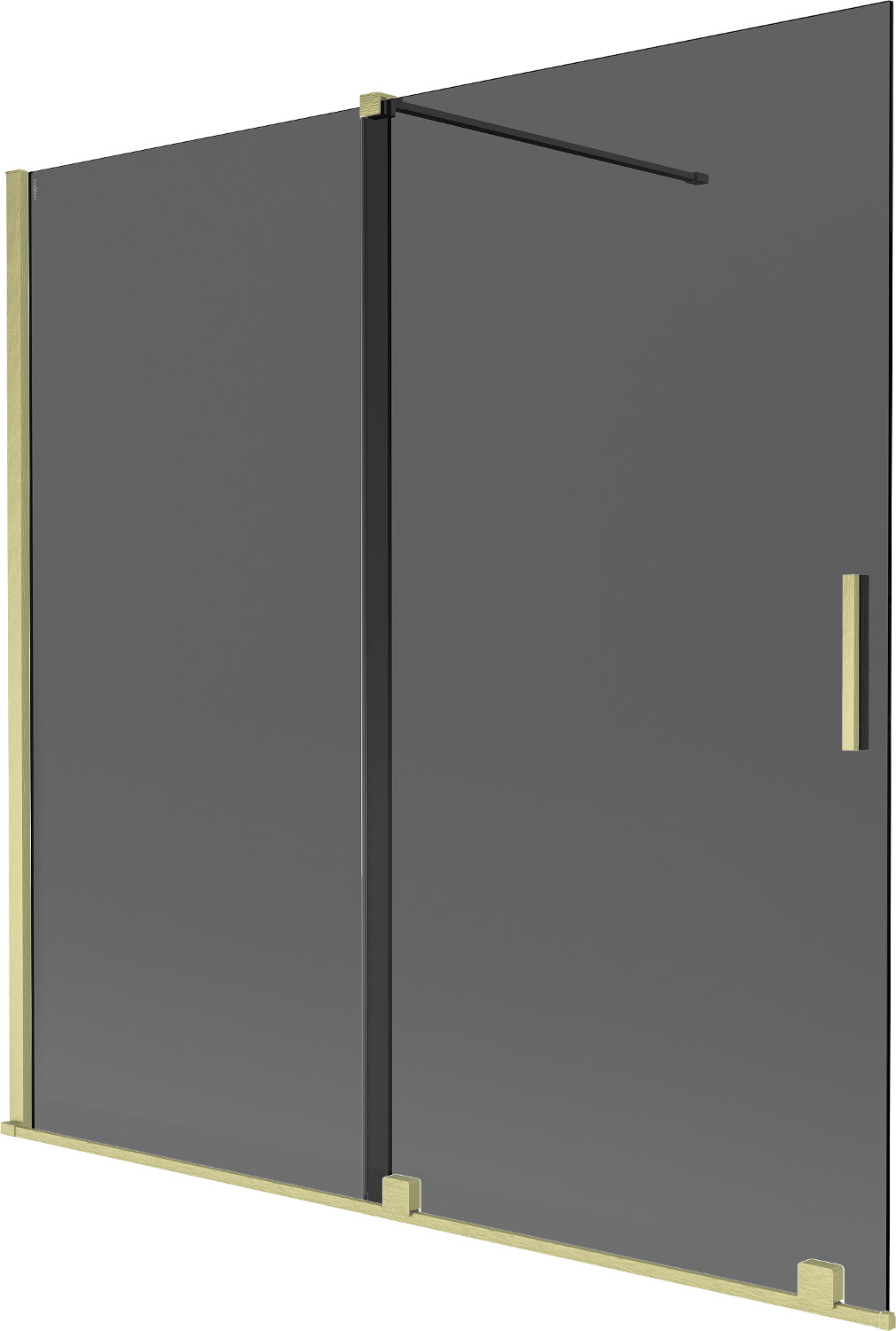 Mexen Velar parawan nawannowy 2-skrzydłowy rozsuwany 160 x 150 cm, grafit, złoty szczotkowany - 896-160-000-41-55