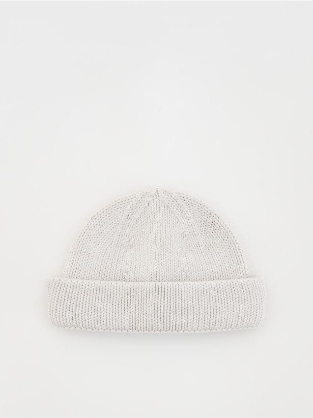 Reserved - Bawełniana czapka beanie - jasnoszary