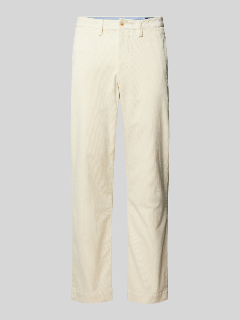 Spodnie sztruksowe o kroju stretch straight fit ze szlufkami na pasek model ‘BEDFORD’