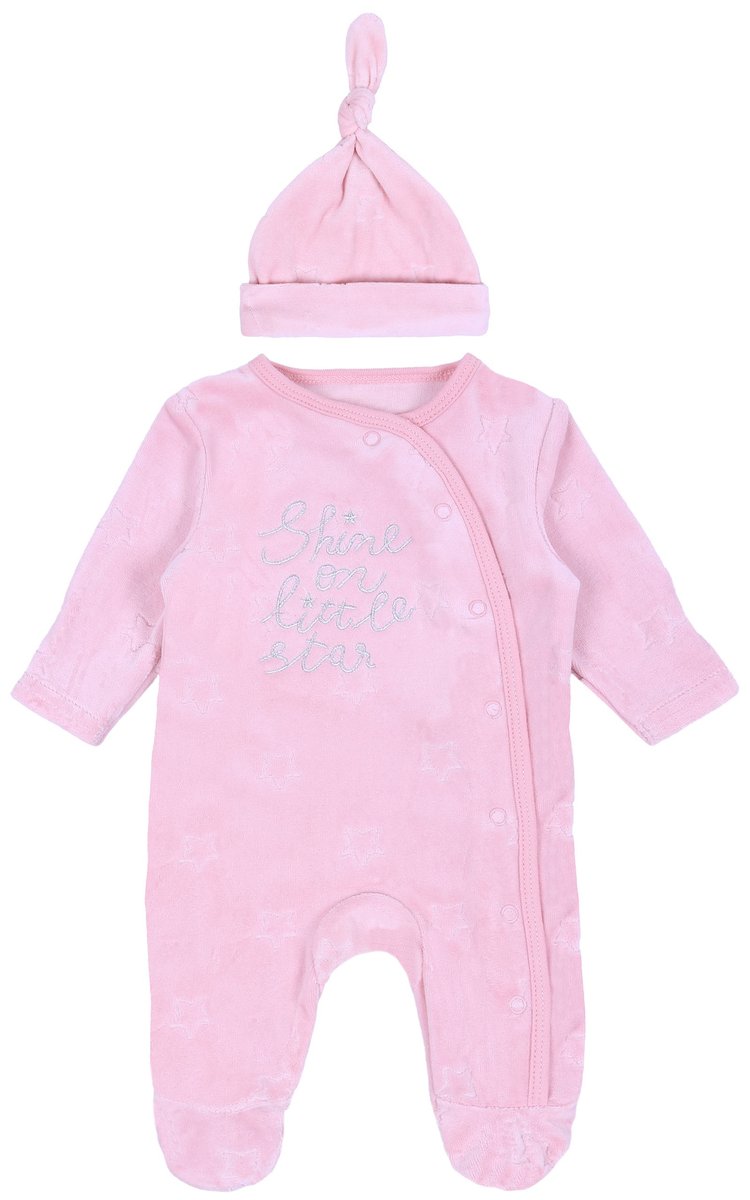 Różowe śpiochy, pajacyk + czapeczka 0-3 m 62 cm