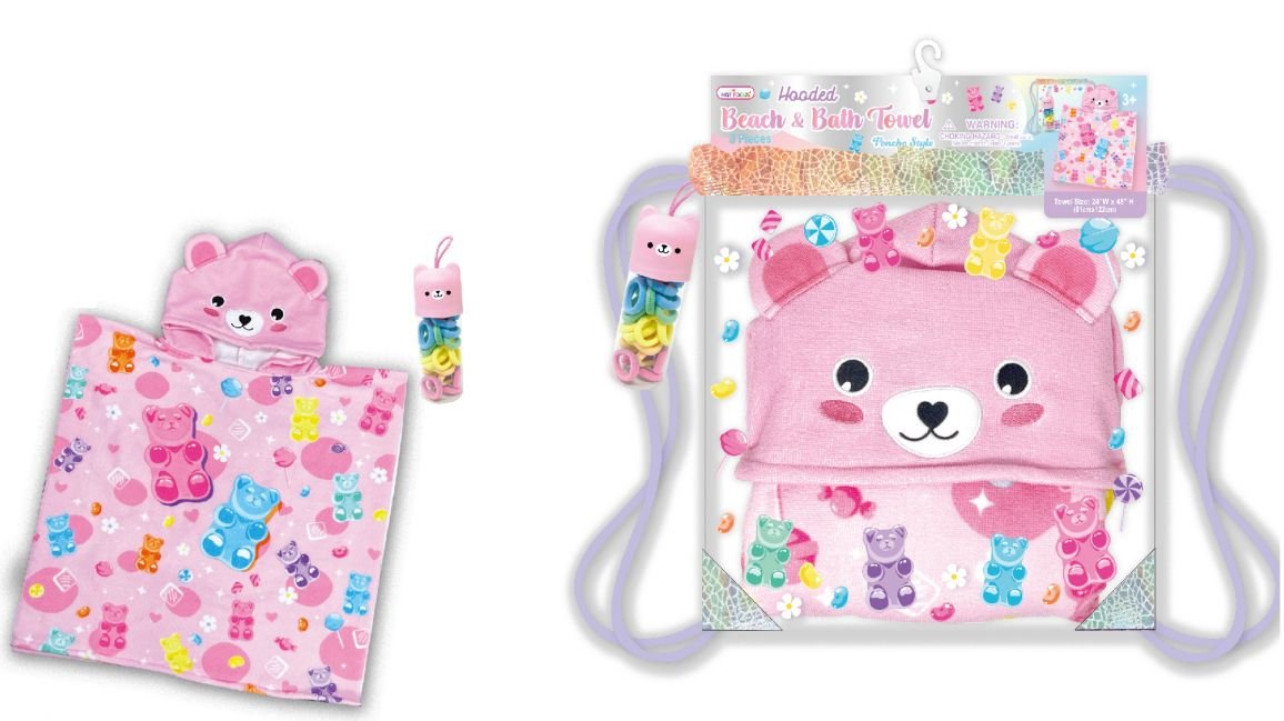 Ręcznik plażowy w plecaczku, misie żelki