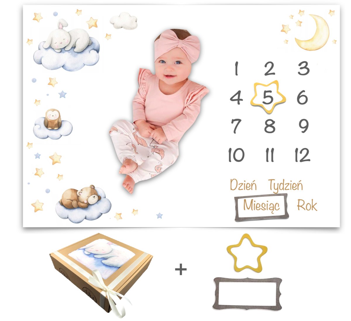 Fotokocyk dla dziewczynki Mata do zdjęć dla dziecka gotowa na prezent w ekologicznym pudełku