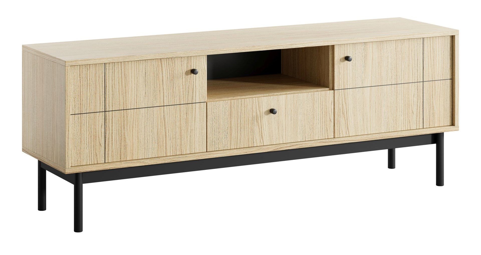 Szafka Rtv Japandi RTV154 Czarny / Dąb Linea