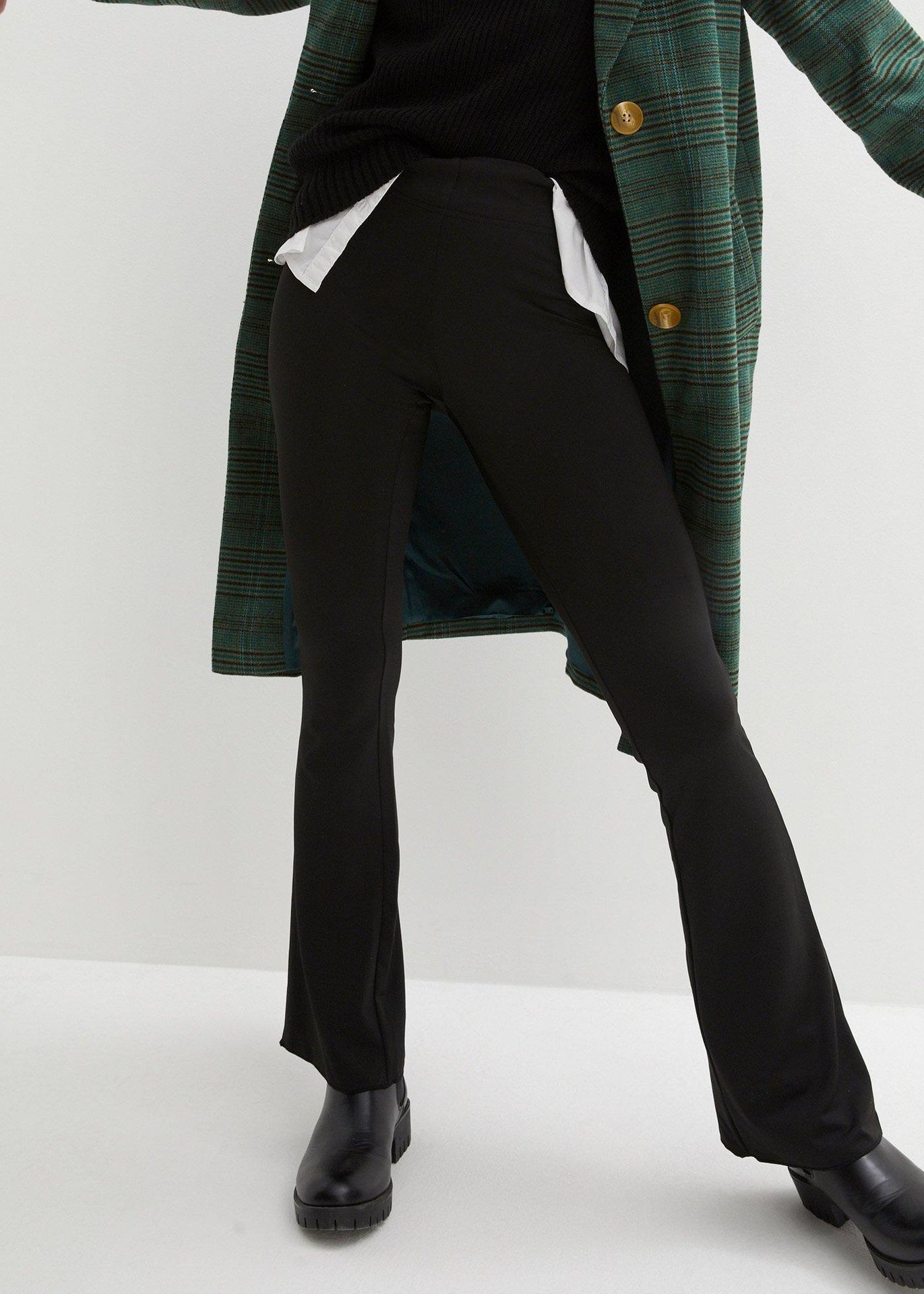 Legginsy ocieplane high-waist z poszerzanymi nogawkami i gumką w talii - bonprix