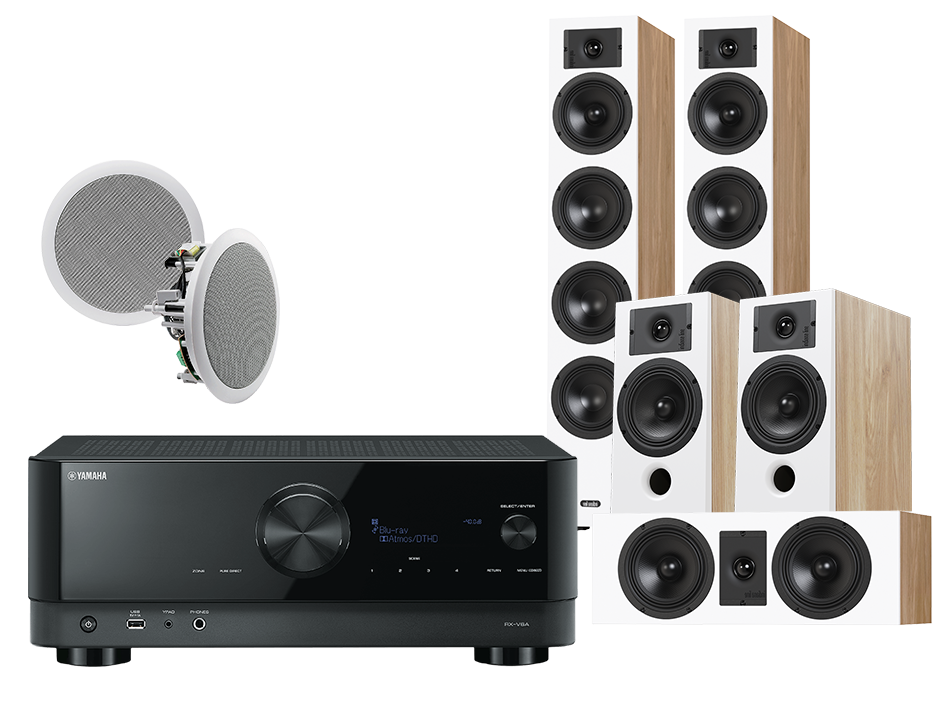 Yamaha RX-V6A (czarny) + Diva 6 + 3 + 7 (dąb) + RD 260 (biały)