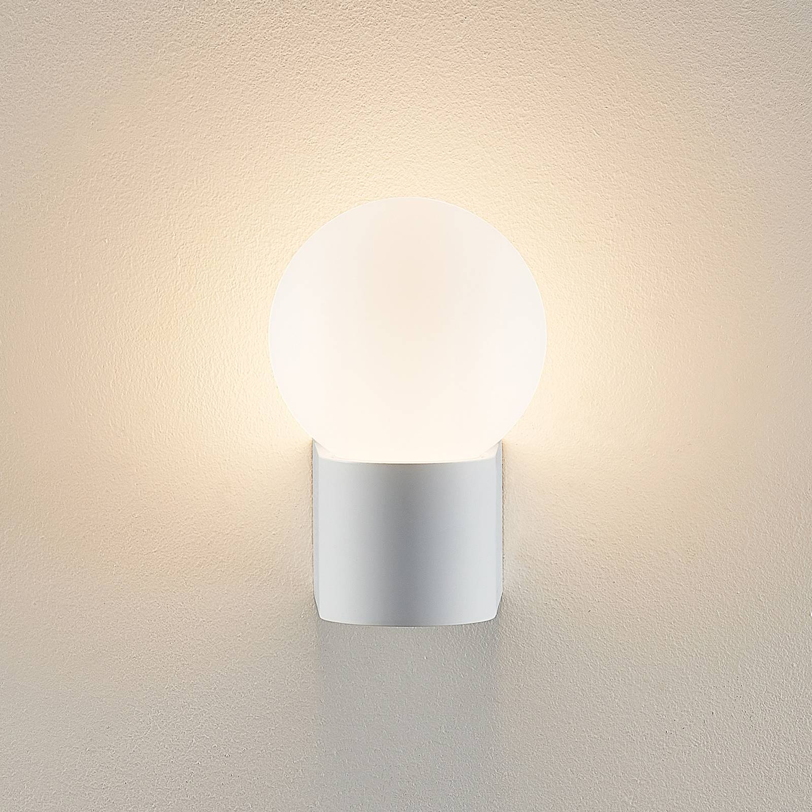 Okrągły kinkiet zewnętrzny Molto Luce Lanu, biały, aluminium/szkło