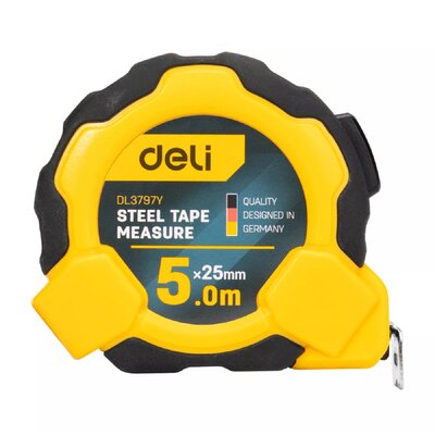 Miara zwijana Deli Tools EDL3797Y, 5m/25mm (żółta)