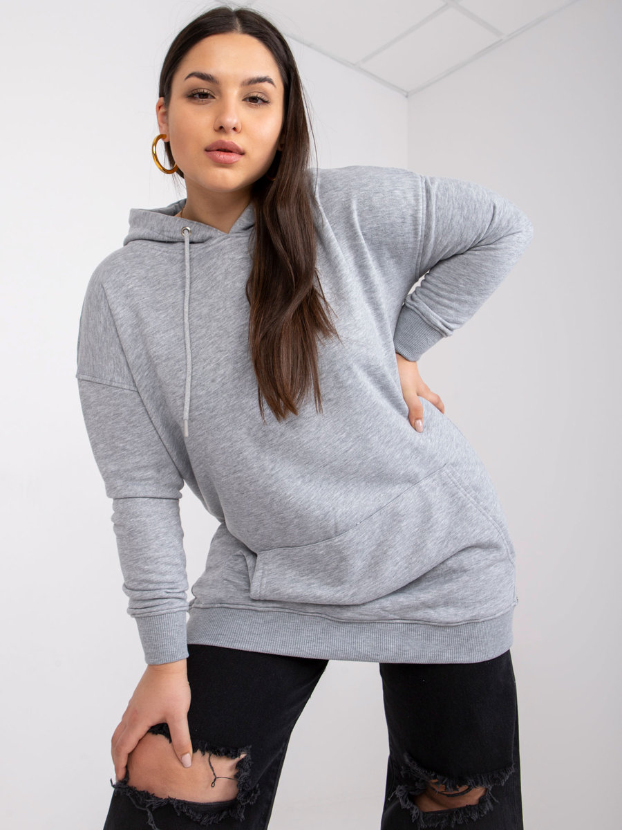 Szara melanżowa bluza plus size z kapturem Luna-3XL