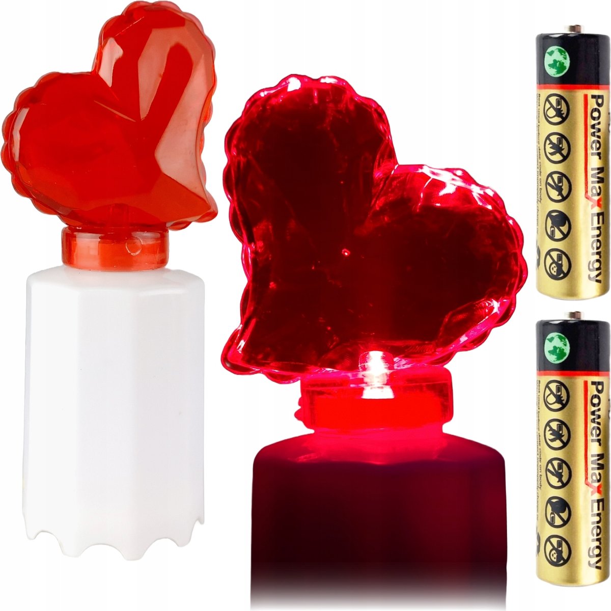 Wkład do Zniczy Serce LED 14 CM na Baterie R6 Czerwony 1 sztuka