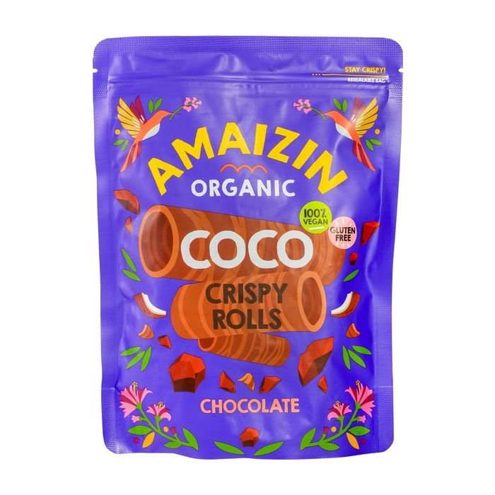 Amaizin Rollsy - chrupiące rurki kokosowo - czekoladowe 140 g Bio