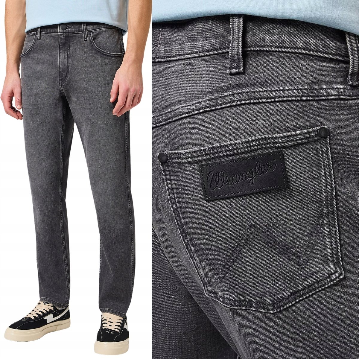 Wrangler GREENSBORO REGULAR STRAIGHT Blackout CIEMNOSZARY DżINS W32 L34
