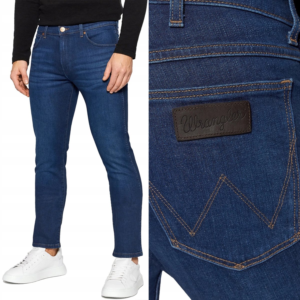 Wrangler LARSTON SLIM TAPERED The Bullseye DOPASOWANE CIEMNY DżINS W40 L34