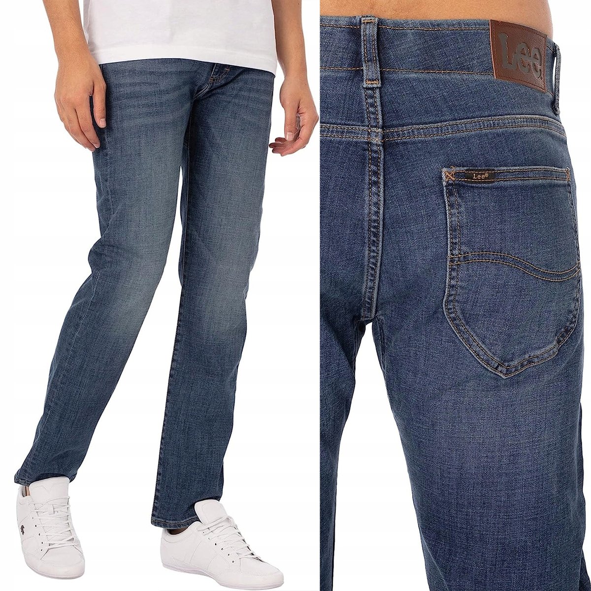 Lee SLIM FIT MVP Extreme Motion King DOPASOWANE WYGODNE BLUE DżINS W34 L34
