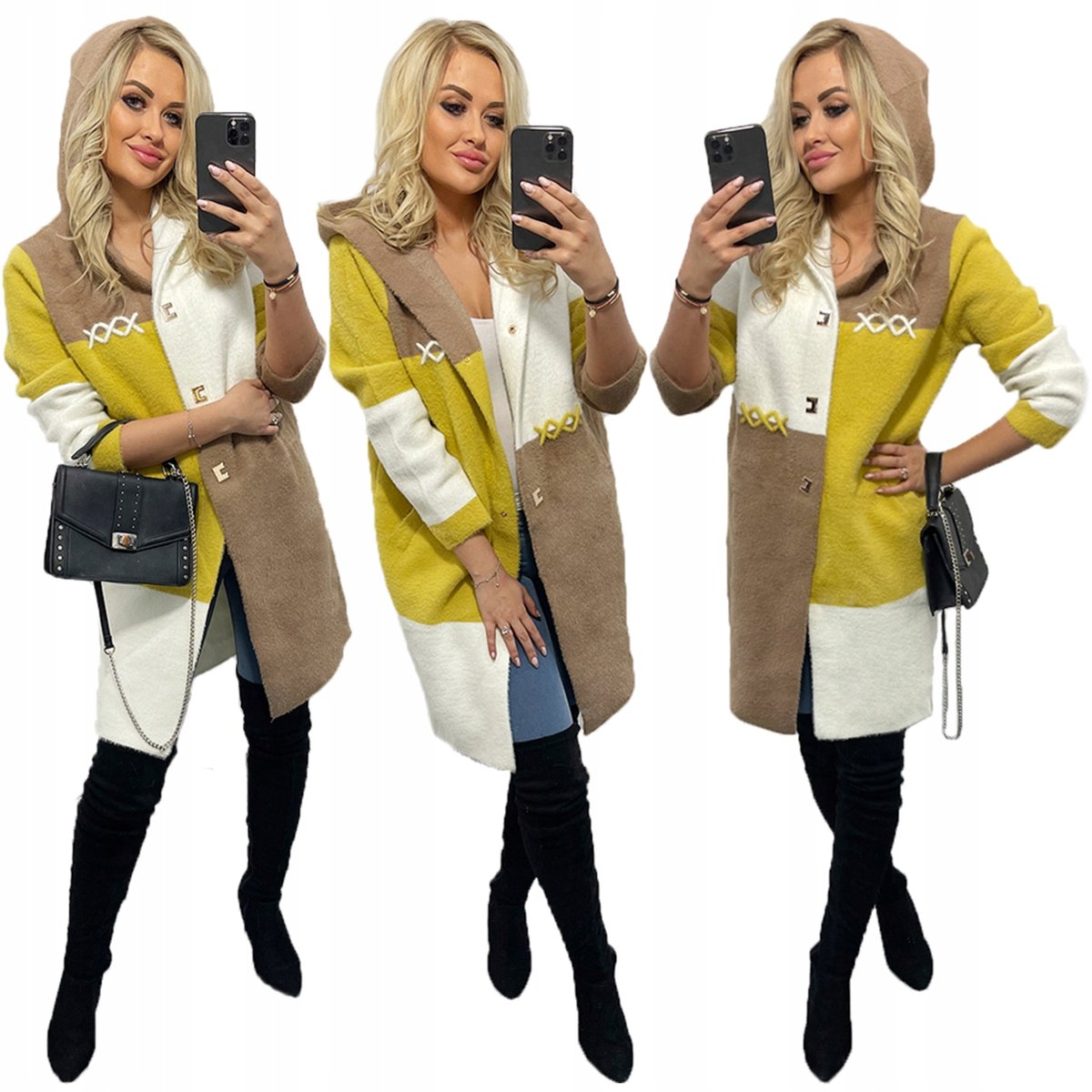 PŁASZCZ PREMIUM ALPAKI WEŁNA MODNE KOLORY oversize