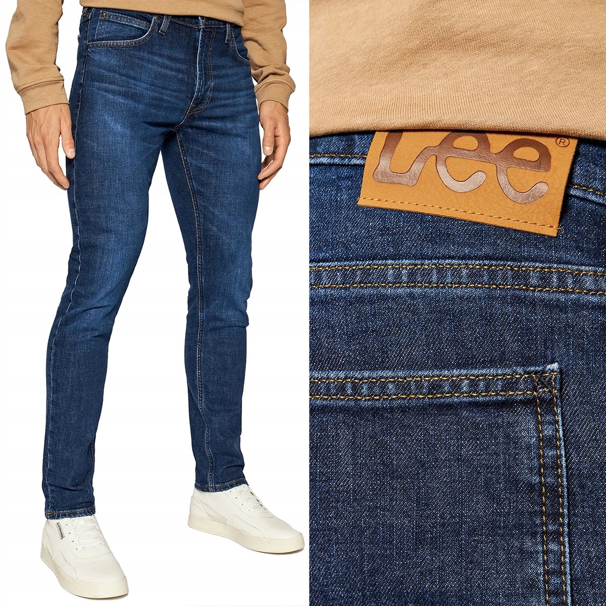 Lee LUKE SLIM TAPERED Dk Worn Kansas RURKI CIEMNY DżINS W38 L34