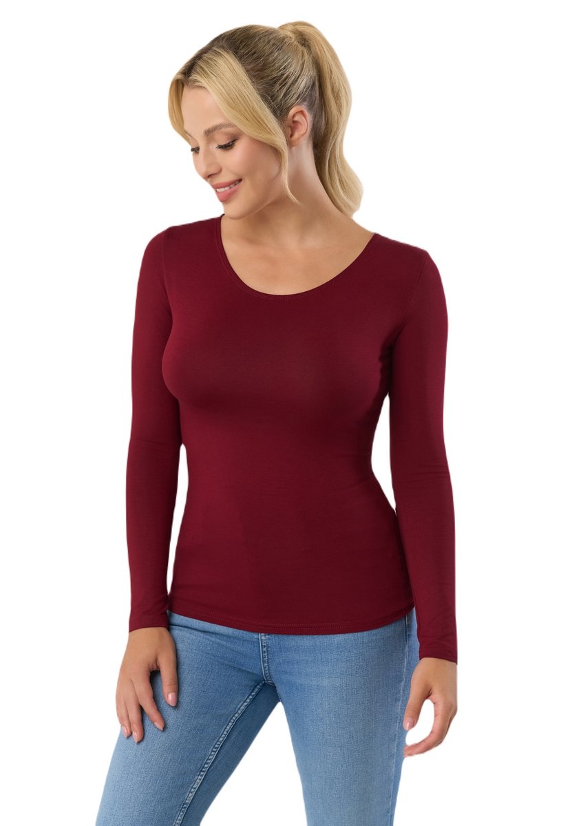 Bluzka damska z długim rękawem MANATI bordowa  L