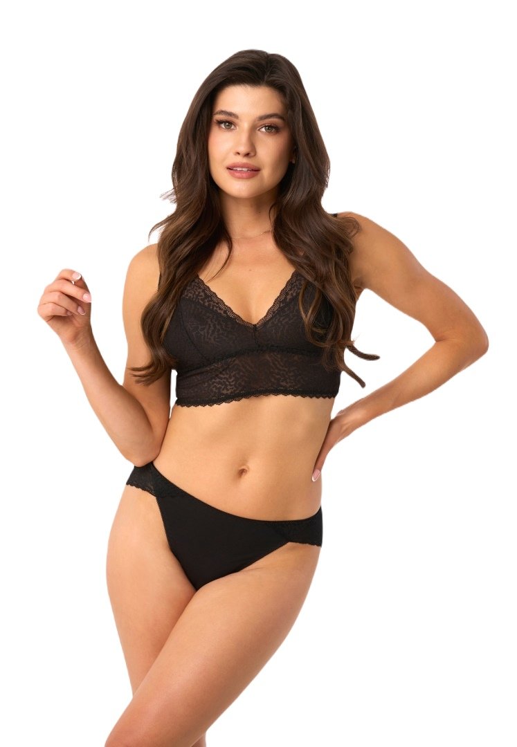 Klasyczne figi damskie z koronką kod 202 czarne  S