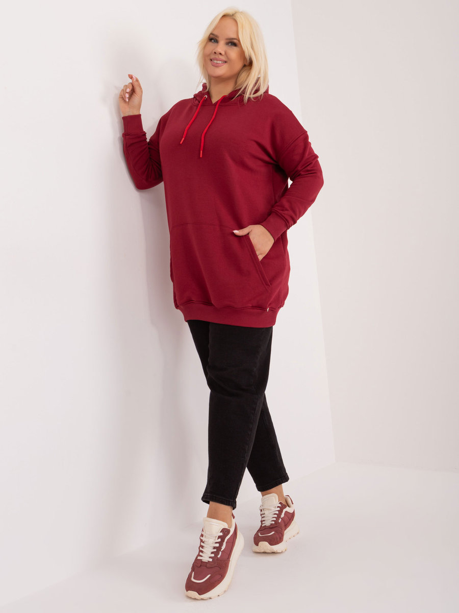 Bordowa bluza plus size z kapturem Luna-XL