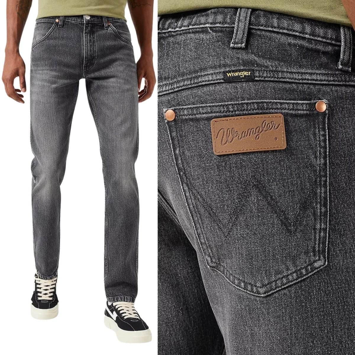 Wrangler 11MWZ ORIGINAL SLIM Marshall DOPASOWANE CZARNO SZARY DżINS W31 L34