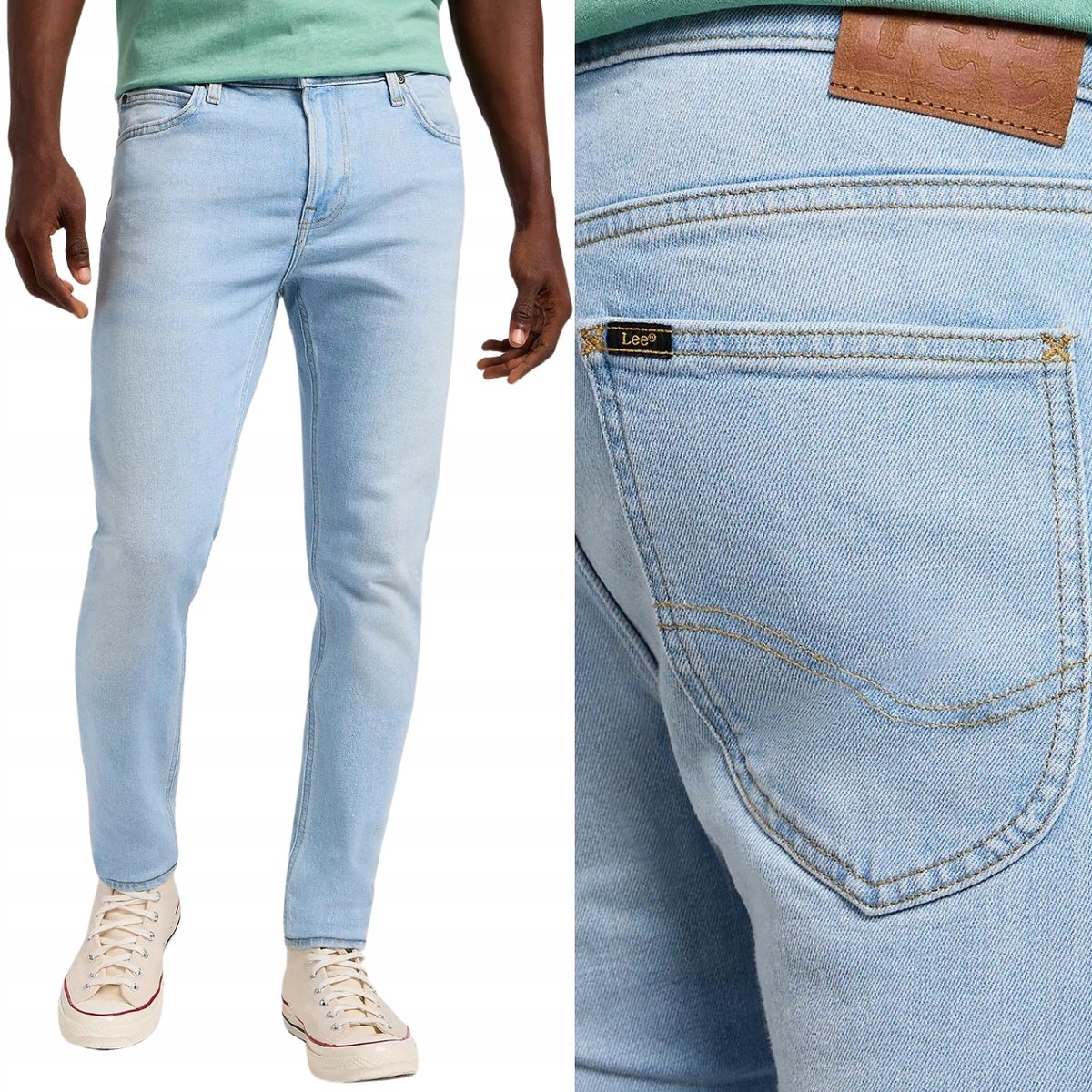 Lee MALONE SKINNY Bleached Beach RURKI JASNY DżINS W32 L32