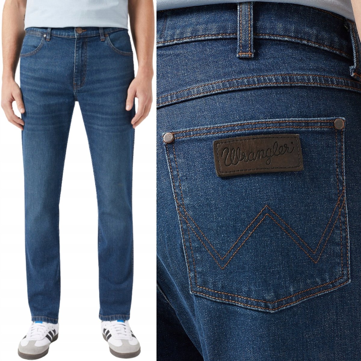 Wrangler LARSTON SLIM TAPERED Spruce ZWĘŻANE CIEMNY DżINS W34 L32