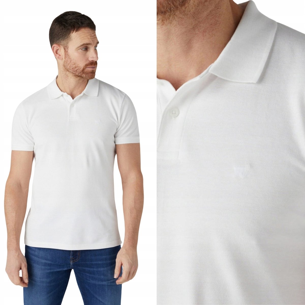 Wrangler POLO SHIRT White BIAŁA POLÓWKA MAŁE LOGO REGULAR FIT 3XL